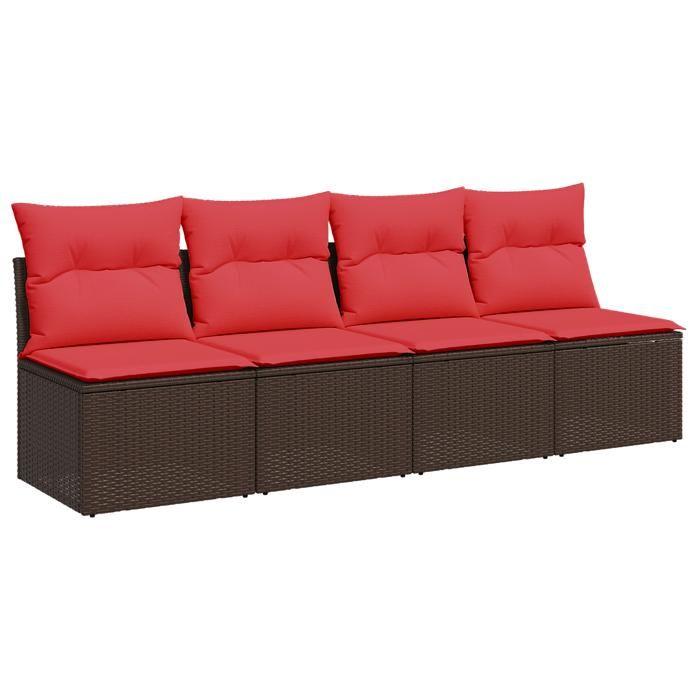 VidaXL Canapé de jardin avec coussins 4 places en rotin polypropylène marron 366228