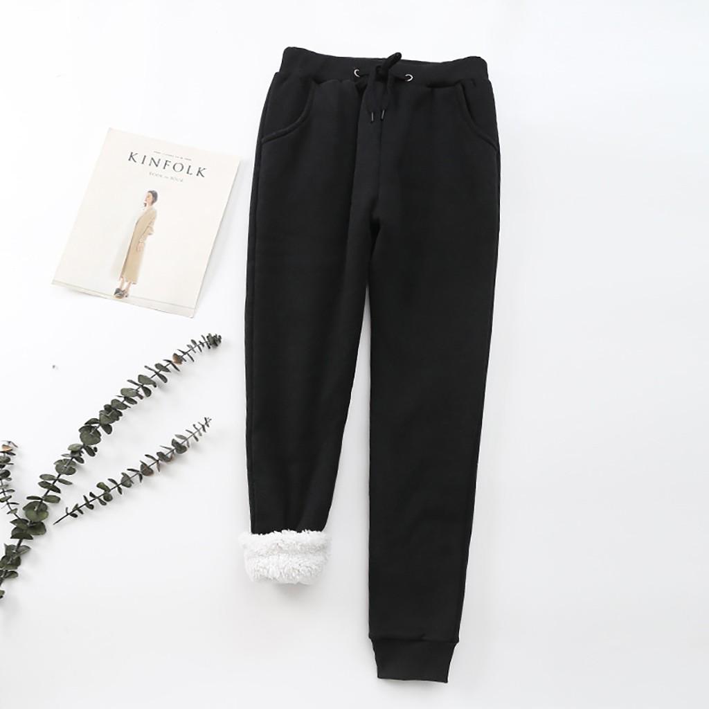 

Ladies Color Big Yard Filling Loose Thickening Show Thin Warm Pants Trousers XXL чорний