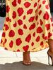 Women's Printed Maxi Dress V Neck Ruffle Sleeve High Waist Elegant Summer Casual Dress