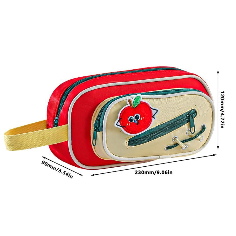 Cute Embroidery Sticker Pen Bag Five Layers Multi-functional Stationery Bag Large Capacity Pencil Case Students