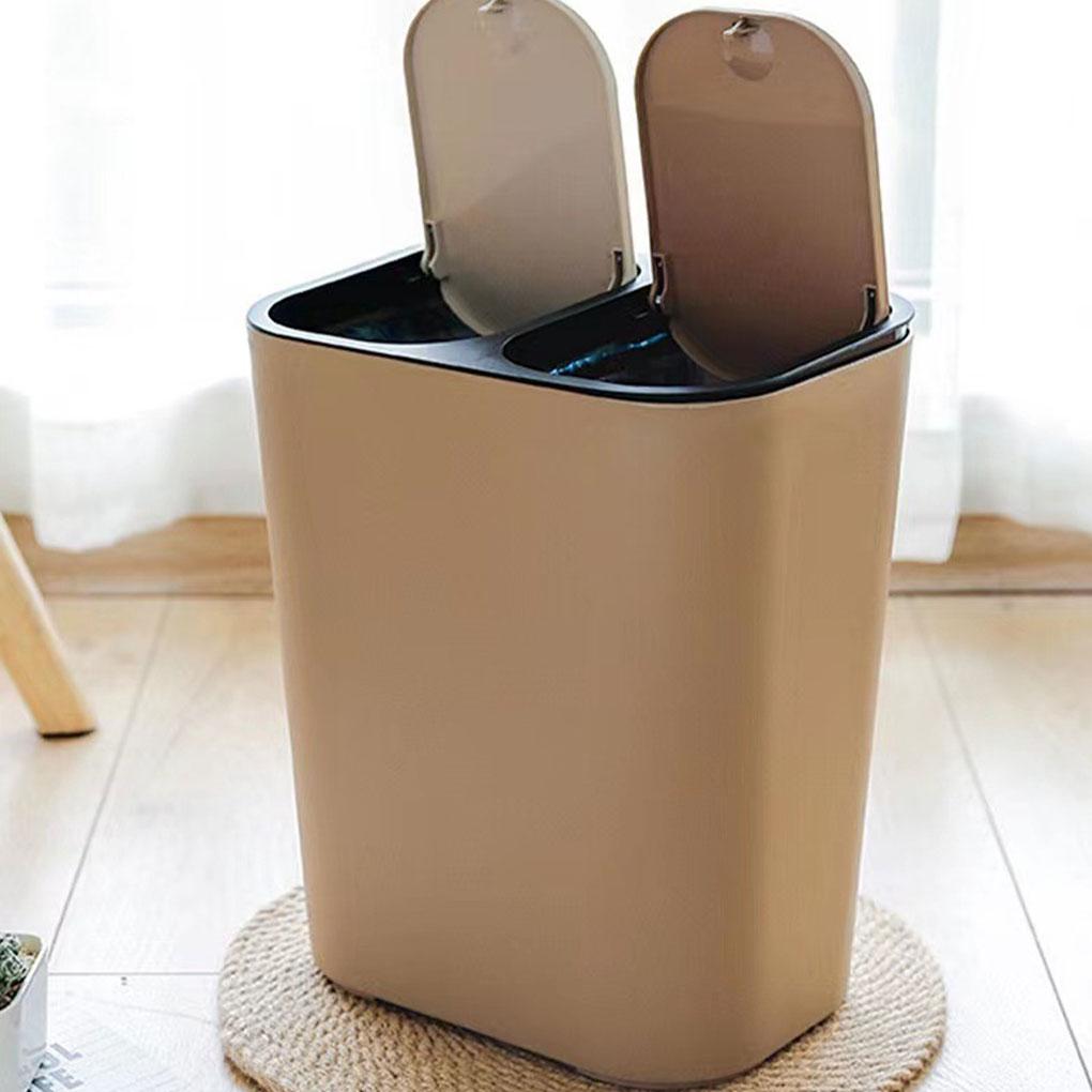 Rectangle Plastic Push-button Trash Can Convenient And Lightweight Innovative Versatile Waste Bins Coffee 29X21X33CM