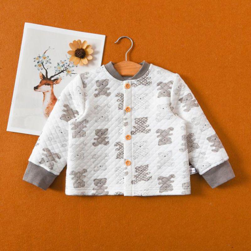 Baby Quilted Long-Sleeve Top: Unisex Three-Layer Autumn/Winter Underwear Pajamas