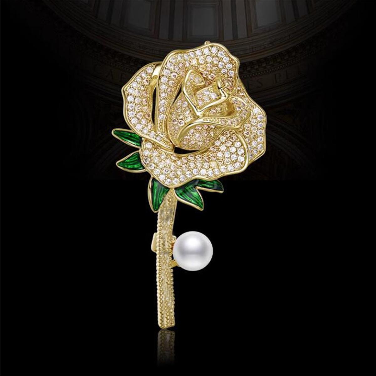 Exquisite Charm Rose Brooch Retro Elegant Pin Korean Style Trendy Jewelry Accessories Fashion Party Daily Clothing Matching Gift