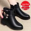 Mom's Soft Leather Cotton Shoes: Cozy Velvet-Lined Winter Boots for Women, Ideal for Middle-Aged and Elderly.