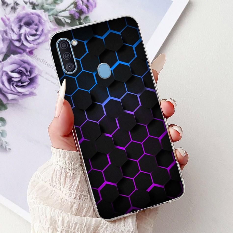 For Samsung Galaxy A11 M11 Phone Case Samsung A11 M11 A115F M115F Elegant Floral Cat Painted Soft Silicone Transparent TPU Cases