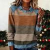 Felpa Casual da Donna Patchwork di Denim a Maniche Lunghe Svasate con Stampa