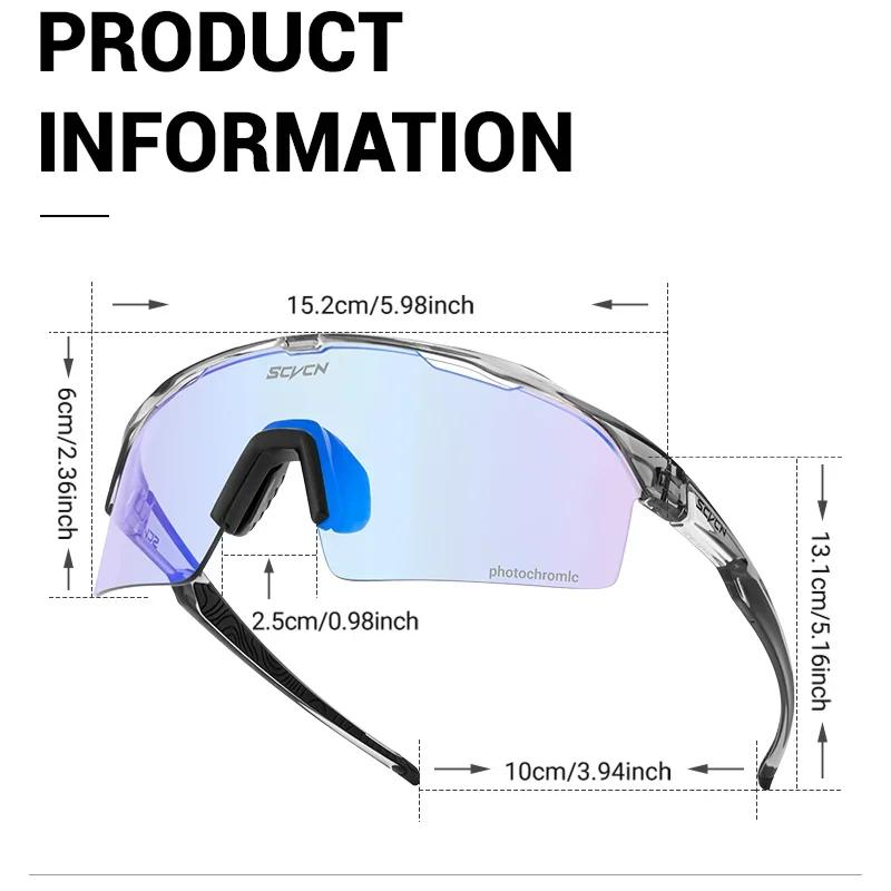 SCVCN Fashion Sunglasses for Men Photochromic Cycling Glasses Blue Cycl Mountain Bicycle Goggles Eyewear Sports Hiking UV400