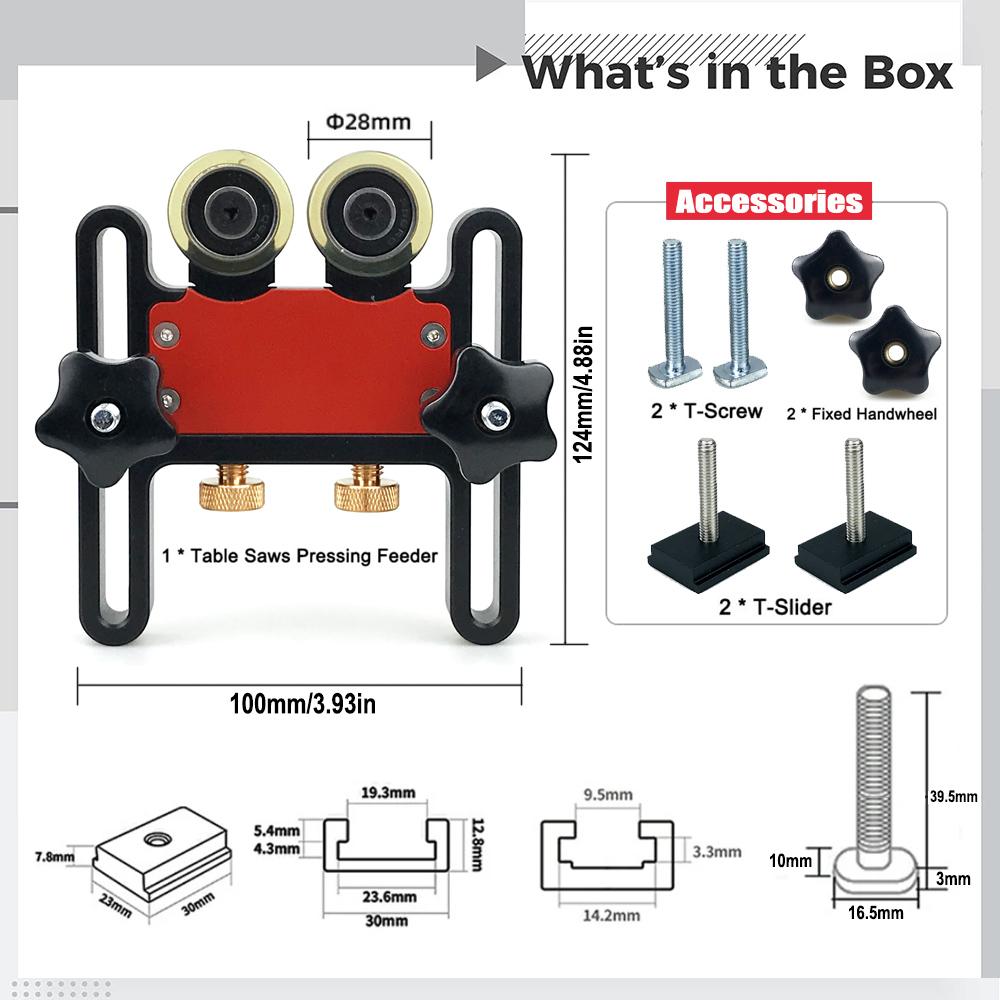Woodworking Bearing Feeding Roller Feeder Table Saws Pressing Feeder Guide Board Fixing Bearing Wheel for T Tracks Fence