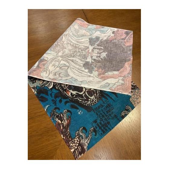 Ukiyo-e Tenugui by Utagawa Kuniyoshi: "Kidomaru" - 100% Cotton, Premium Japanese Fabric (Tokuoka) for Vivid Designs
