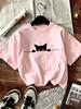 TXCartoon Trendy Kawaii Cat Print T-shirt Women's Summer Round Neck Cute Cat Y2K Graphic Tee Summer Casual Woman Clothing