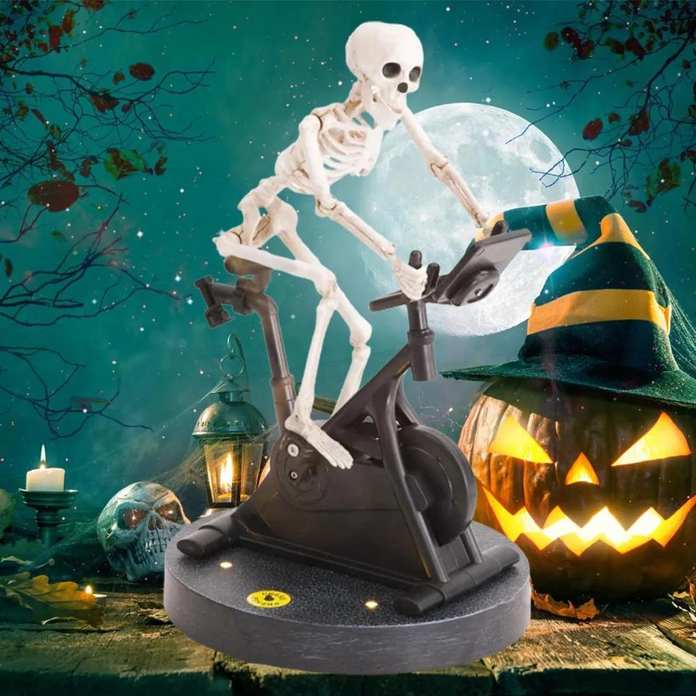 Animated Skeleton Riding Bike Resin Funny Animatronic Skeleton Decorative Novelty Skeleton Halloween Decor Party Favors