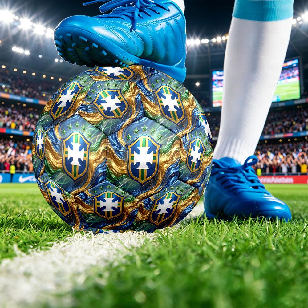 Brasilien Fußball Aufdruck Größe 5 Fußball Ball Verschleißfest Standard Erwachsenen Trainingsfußball Fan Geschenk für Indoor Outdoor Spiel Sport