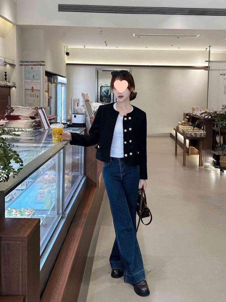 Spring & Autumn Korean Style Petite Versatile Round Neck Jacket for Women