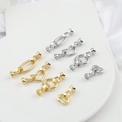 Color-Preserving Oval Peach Heart Double Buckle Necklace & Bracelet Connector