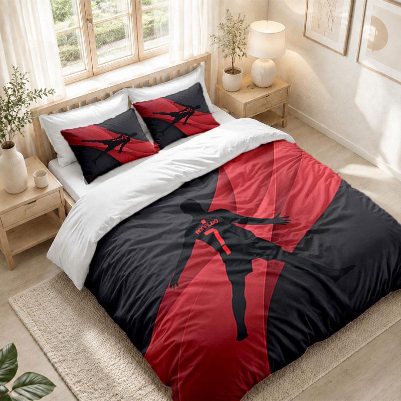 Bedding Set 1 Duvet Cover 2 Pillowcases Cristiano Ronaldo Print Bedroom Home Decoration