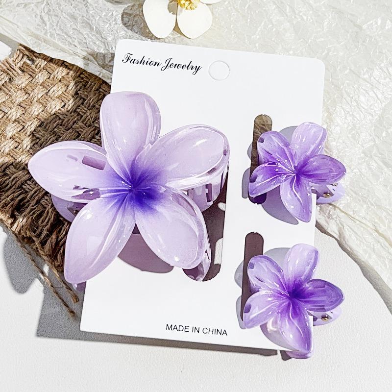 Frangipani Hairpin Beach Vacation Style Bauhinia Flower Updo Shark Hairpin Set