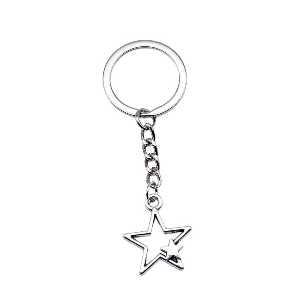 Dreifachmond Pentagramm Anhänger Schlüsselanhänger Stern Wicca Thema Schlüsselring 28mm