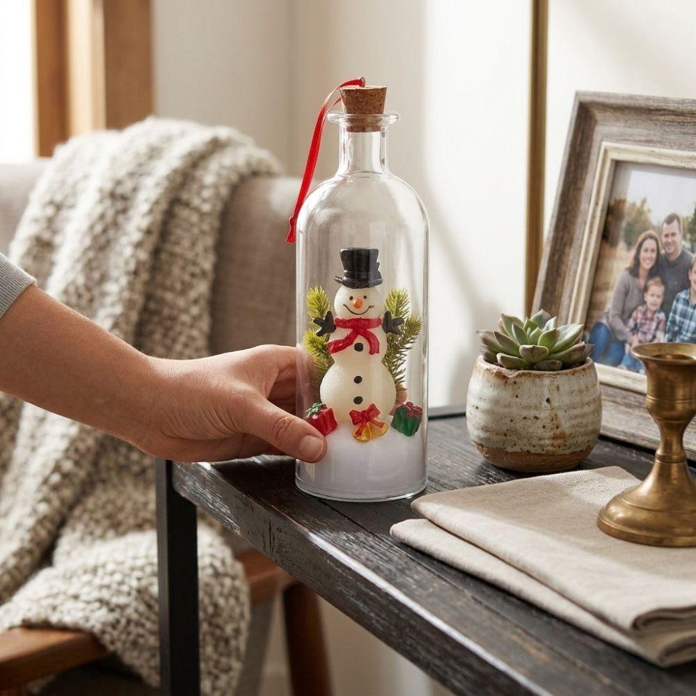 Nostalgic Santa Snowman Voice-Record Bottle Christmas Message Bottle Gift Window Display