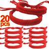 1/20pcs Lucky Red Thread Bracelet Adjustable for Women Men Handmade Knot Amulet Red Rope Lucky Bracelet Charm Jewelry Wristbands