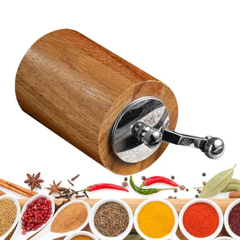 Ruční mlýnek na pepř na dřevo, mlýnek na lněná semínka, mlýnek na pepř s nastavitelnou hrubostí, mlecí stroj na láhev, ruční klika, mlýnek na koření