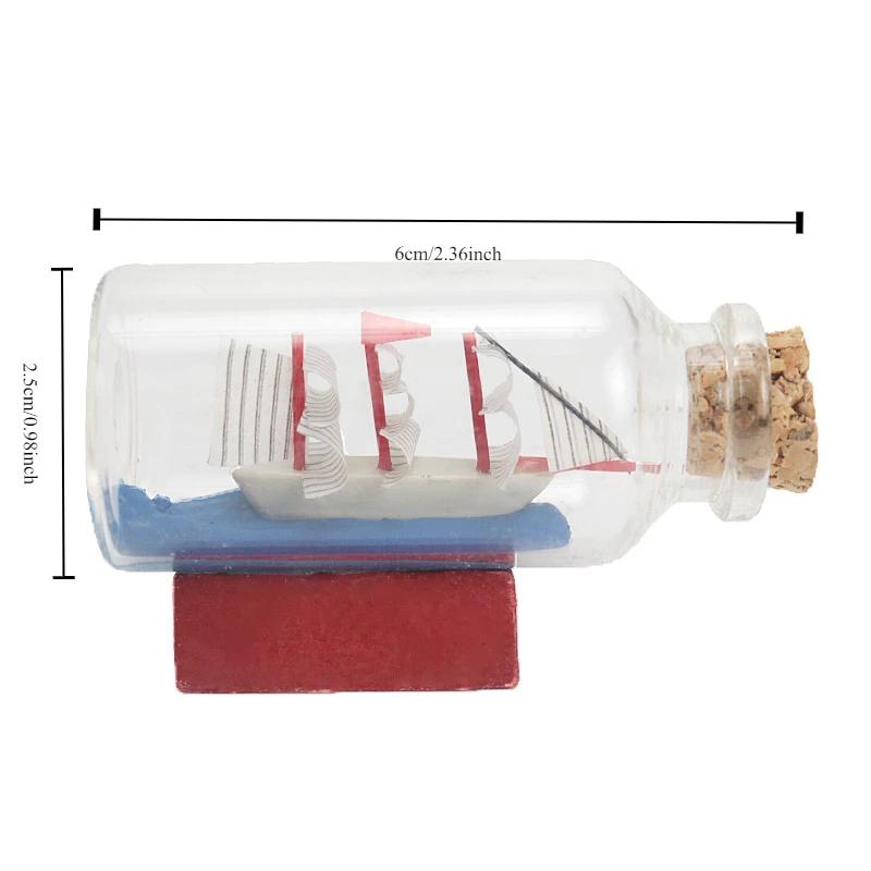 Sailing Boat In Bottles Miniatures Fairy Garden Glass Decoration Figurines Drift Bottle DIY Desktop Home Decoration Accessories