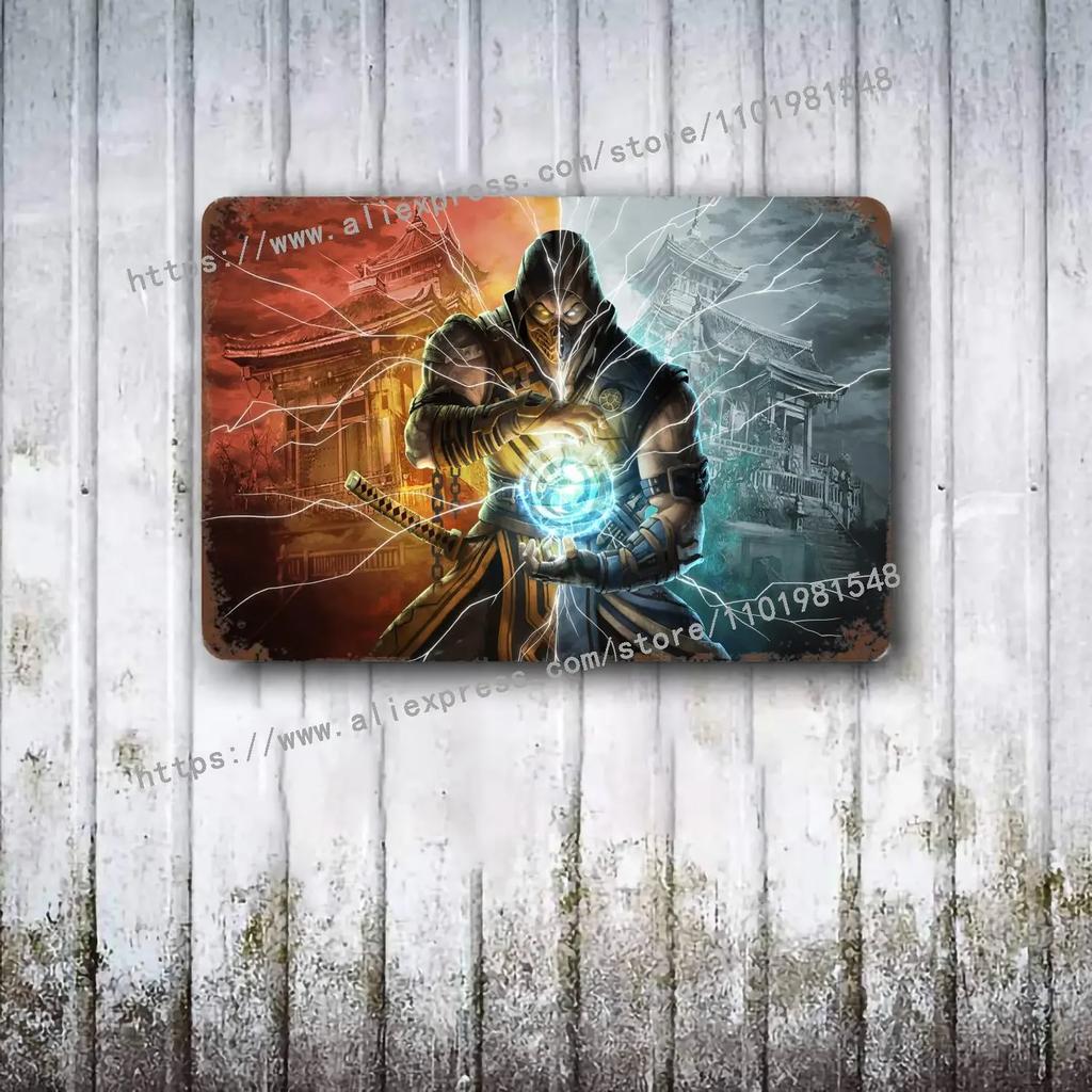 Mortal Kombat Iconic HD Plakat Plakat Vintage Tin Sign Metal Sign Dekoracyjna tabliczka do Pub Bar Man Cave Club Dekoracja ścienna