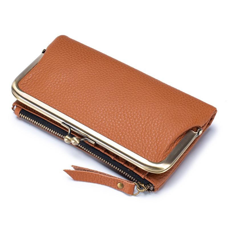

New Japanese-style multi-functional long wallet women s leather lychee pattern clutch bag fashion mouth gold bag large capacity