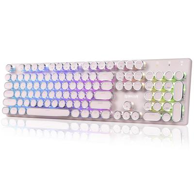 Redragon K710 Wireless Keyboard with Blue English with Numeric Keypad Gaming Clicky RGB Metal Cute Retro Round for Compatible Typewriter-Style