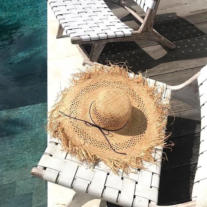 Boater Straw Hat wide brim French elegant square ribbon women's sun hat holiday straw hat