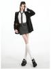 Plus Size Gray Woolen High Waist A-line Skirt for Spring/Autumn