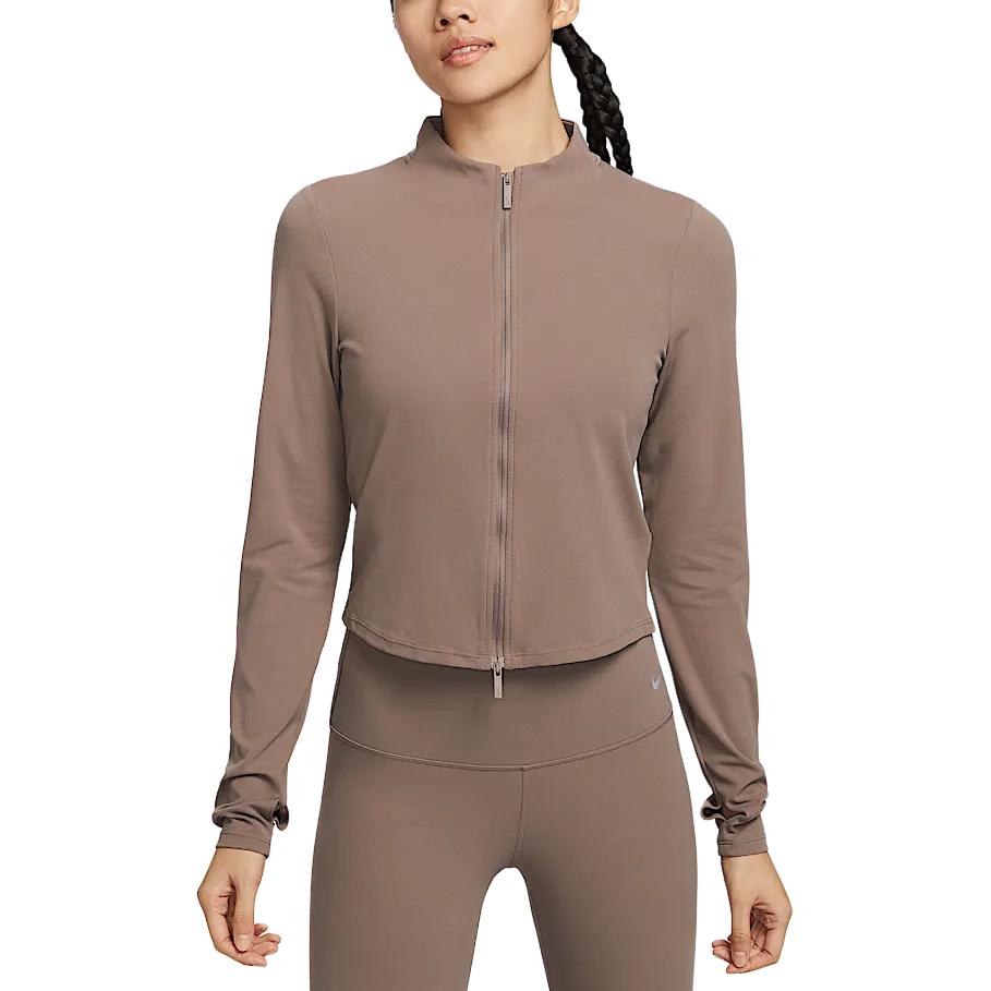 Nike Zenvy Dri-Fit SS25 Full Zip Long Sleeve Jacket Women Jacket Mink-Brown White FV7424233