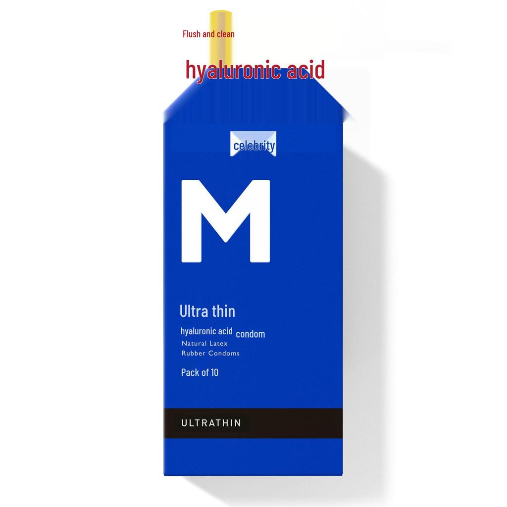 Ultra Thin Ribbed & Lubricated Condoms with Hyaluronic Acid - 10 Pack Adult Sex Toy