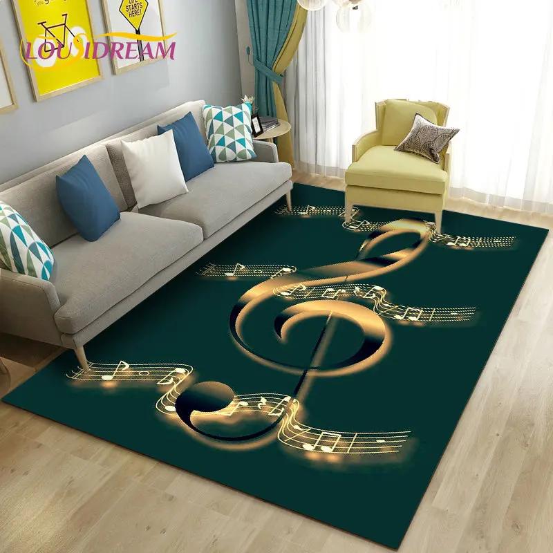 Alfombra grande con notas musicales hermosas en 3D, alfombra para sala de estar, dormitorio, sofá, decoración de cocina, alfombra antideslizante para juegos de niños