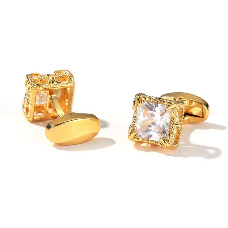 Men s Cufflinks Retro French Light Luxury Zircon Square Silver Shirt Sleeve Studs artificial