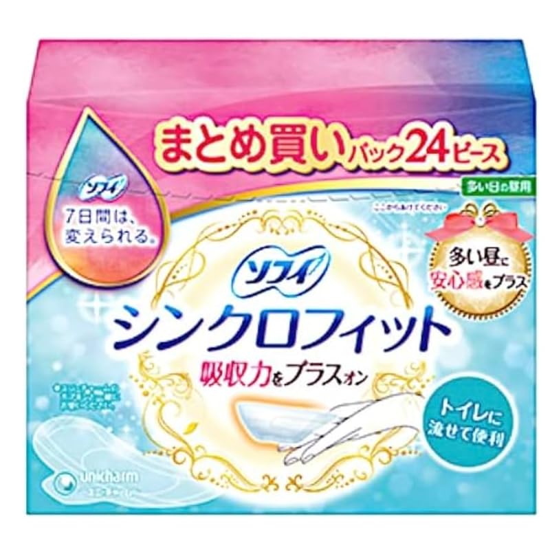 

[Adds a sense of security to busy days] Sophie synchro fit 24 pieces for daytime use on busy days Unicharm Add on absorption power Purchase bonus