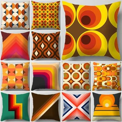 Housse De Coussin Pour Canapé, Décoration Moderne Pour La Maison, Salon, Bureau, Taie D'oreiller Géométrique Orange