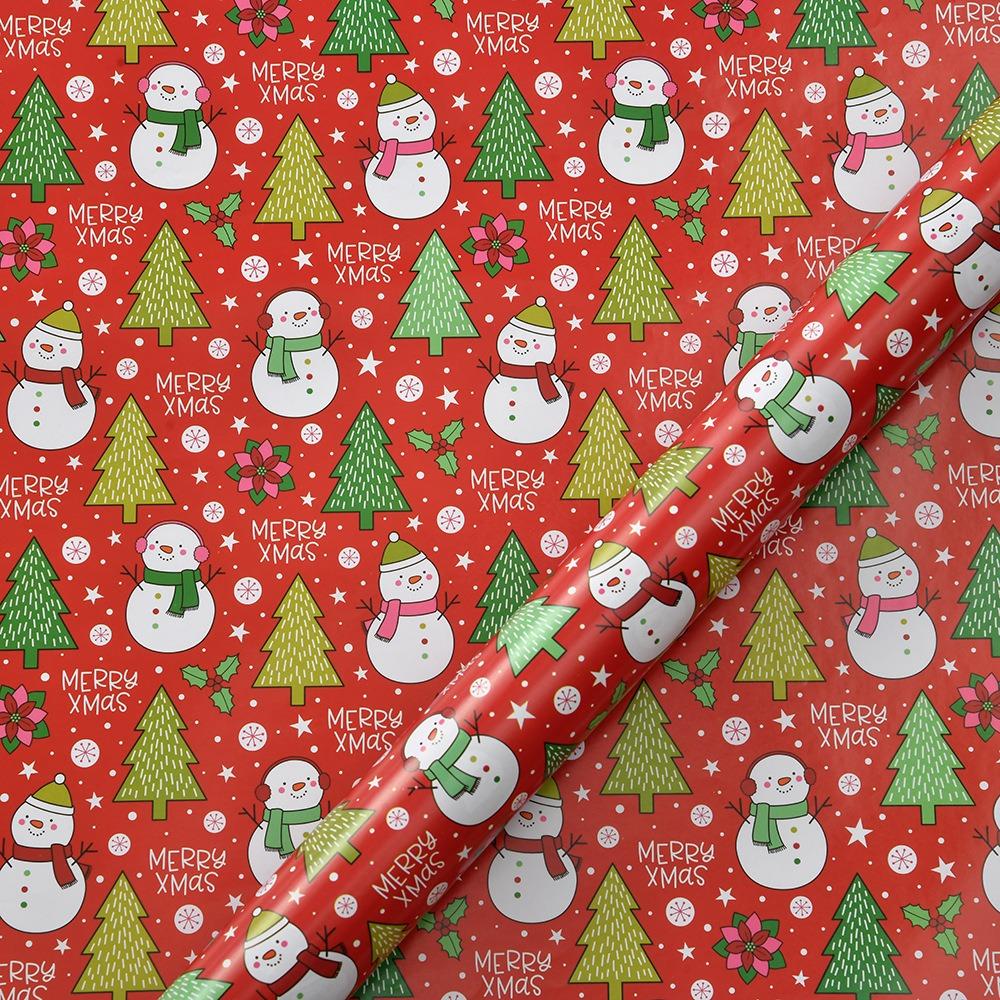 Fashion 50x70cm Packaging Paper Snowman/Santa Claus DIY Christmas Decoration Colorful Craft Wrapping Paper Sheets Roll Gift