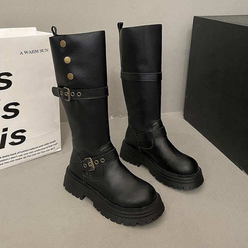 

Западный ковбойский пустошь ветер длинные высокие сапоги детские 2025 осень и зима новые толстоподошвенные сапоги-чулки два способа носки рыцарские сапоги 40 чёрный