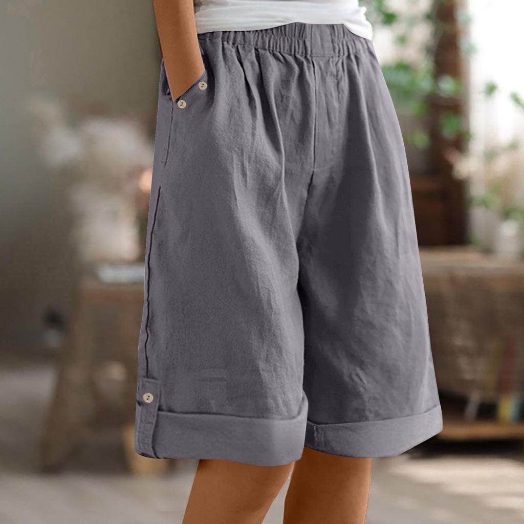 Shorts For Women Knee Length Beach Vacation Clothes Rolled Hem High Waisted Shorts Summer Outfits