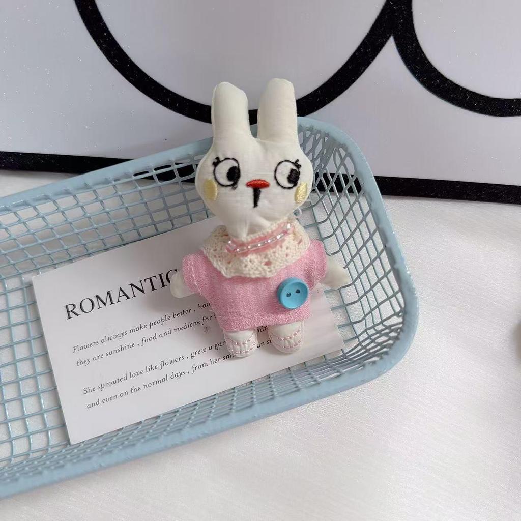 Little Rabbit Pearl Fabric Keychain Lanyard & Hair Clip Accessory