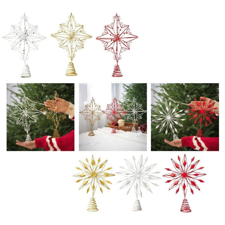 Elegante Weihnachtsbaumspitzen Einfach zu installieren Metallstern Festivalbaumspitze Schmuck Heimdekorationszubehör