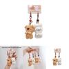 Cartoon Style Plush Keychain Pair With Soft Rabbit Bear For Mobile Phone And Bag Decor