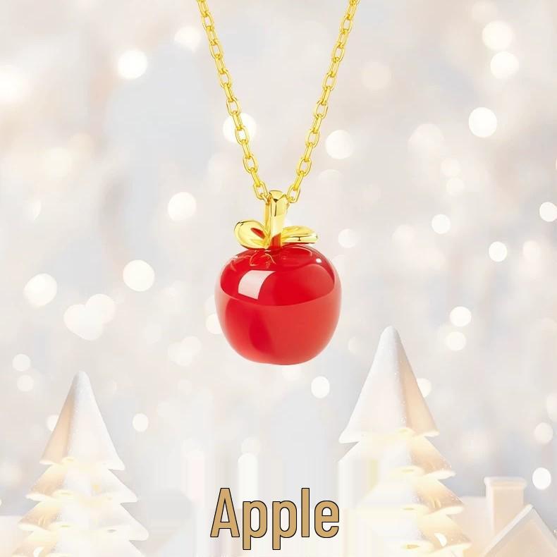 

Peace Apple S999 Sterling Silver Red Agate Christmas Necklace - Fashion Jewelry Gift for Girlfriend or Bestie