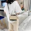 Straw-Textured Crossbody Bag for Women Small Square Pillow-Shaped Handbag with Zipper Closure Detachable Strap Vintage Handbag