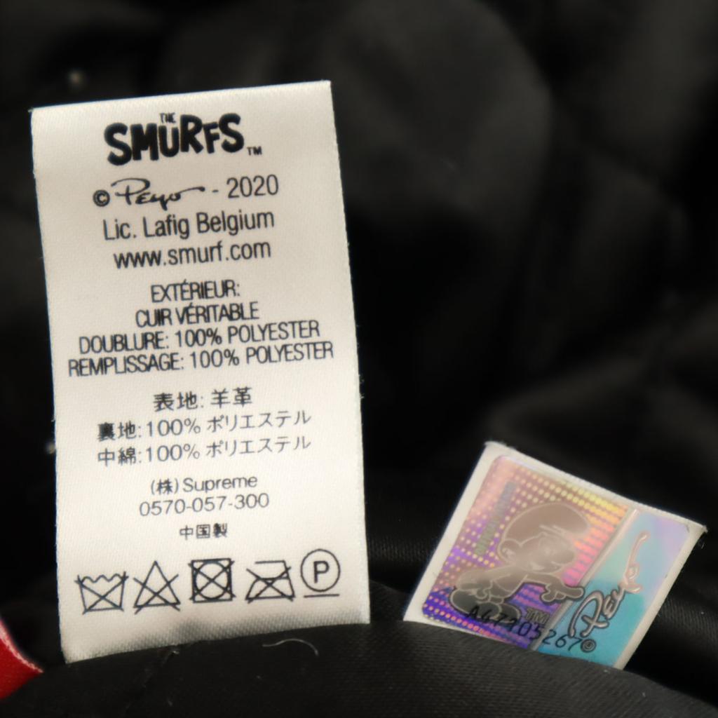 Supreme 20FW Šmoulové spolupráce Varsity bunda z ovčí kůže Pánská Použitá