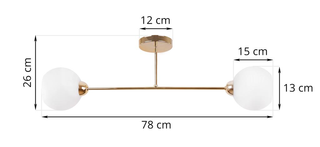 Asturia Gold Ceiling Lamp 2-Flat White Lampshade E27