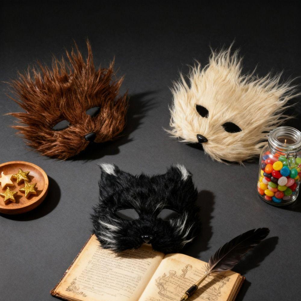 Premium Simulated Fox Party Fox Mask Lifelike Comfortable Faux Fur Cat Mask DIY Accessories Realistic Mask Cosplay Props