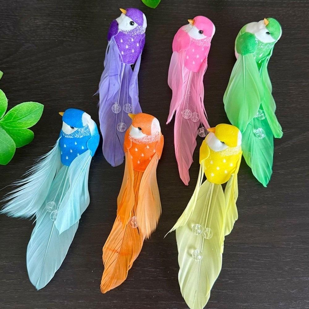 

6pcs Colorful Simulation Birds Home Decor Photography Props Artificial Foam Feathers Birds Art Craft Sculptures with Clip