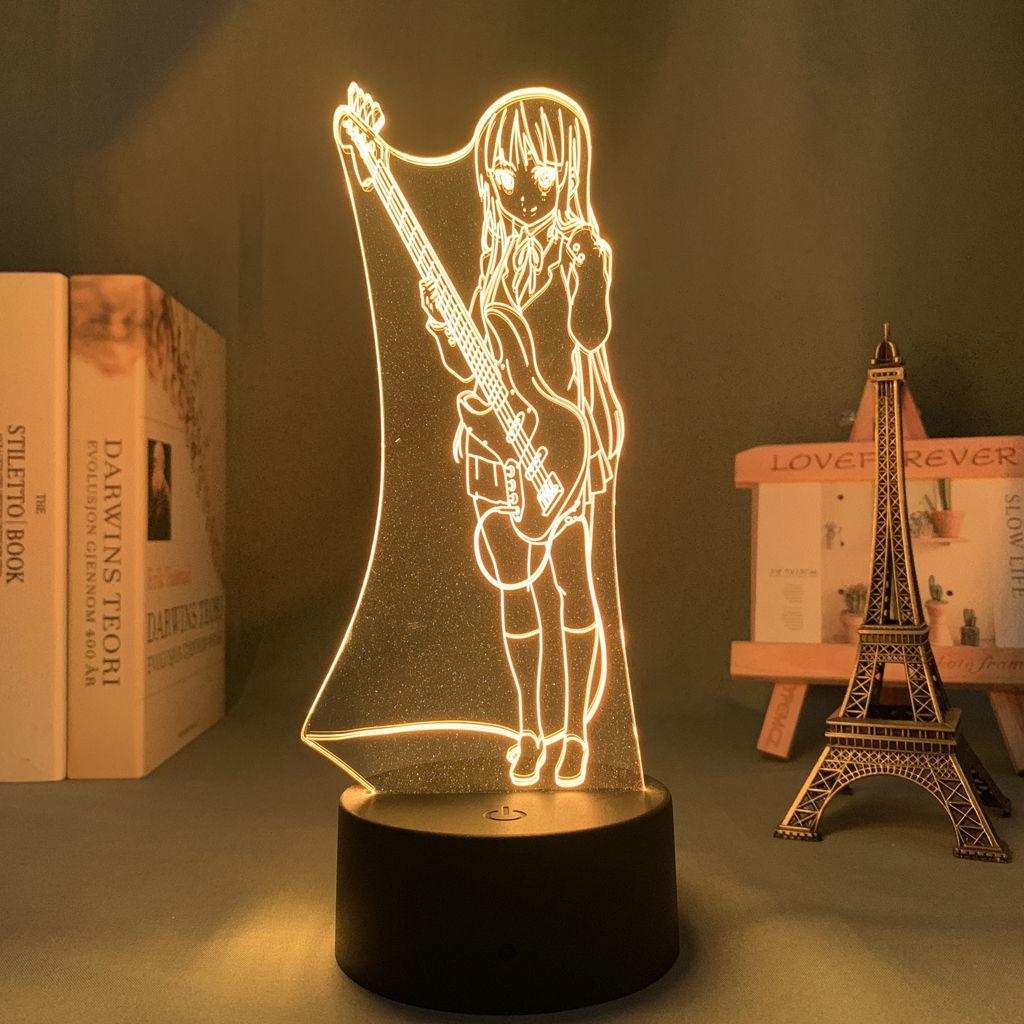 Anime K-ON Noční světlo Figurka Hirasawa Yui Měnící barvy Stolní lampa Dekorace do ložnice Dárek