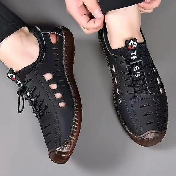 Men's Leather Shoes Moccasin Male Casual Shoe Soft Non Slip and Waterproof Luxury Sale Adults Designer Pu In Promotion Size 45